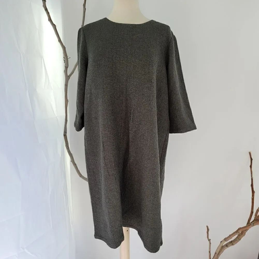 Eileen fisher stretchy lagenlook dress green